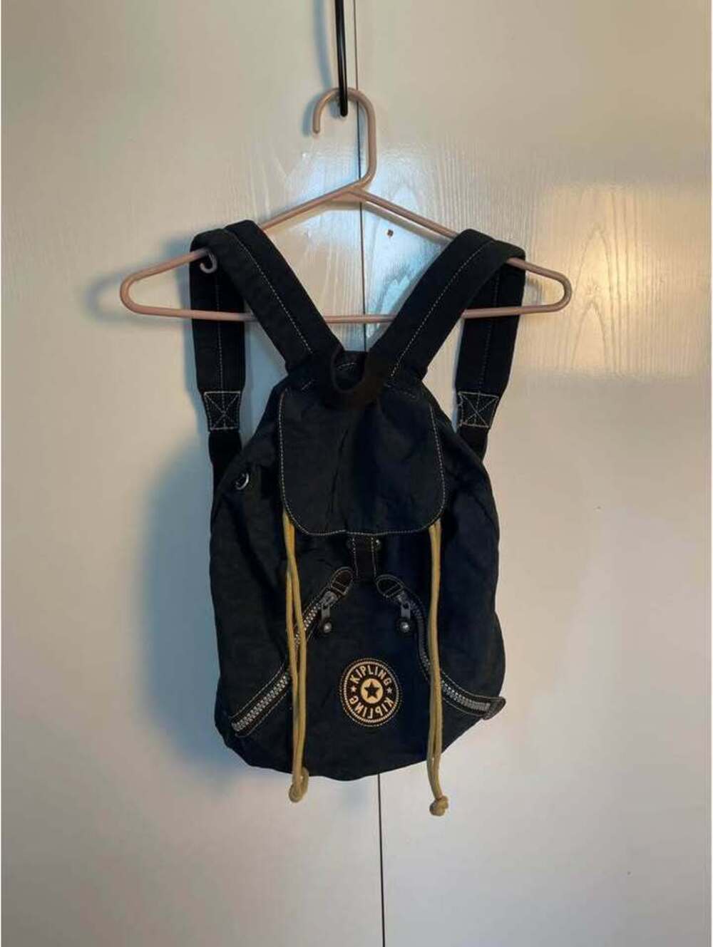 Vintage Kipling Nylon Drawstring Backpack